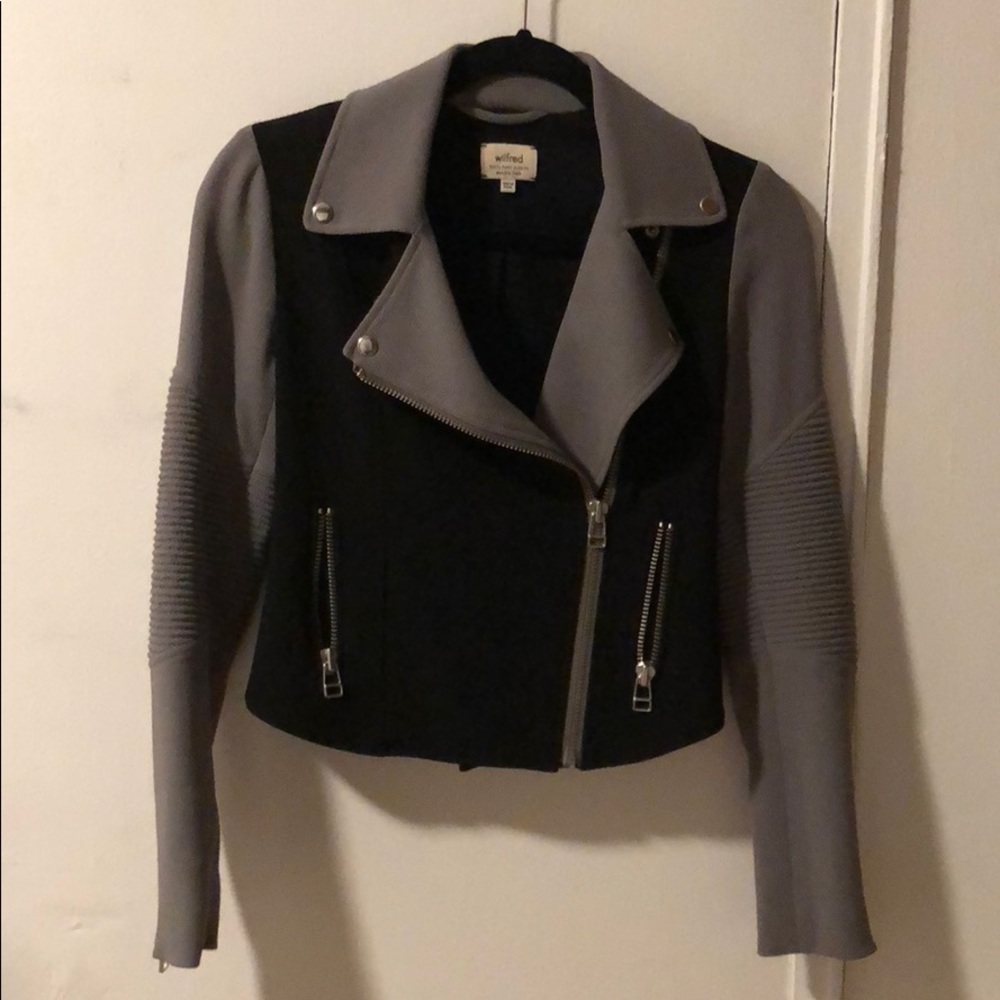 aritzia color-blocked biker jacket